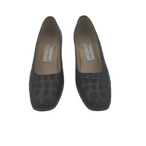 Etienne Aigner Black Embossed Croc Square Toe Block Heel Pumps Shoes 8.5 N‎